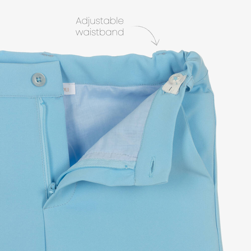 Patachou-Boys Blue Crêpe & Satin Shorts Suit | Childrensalon Outlet