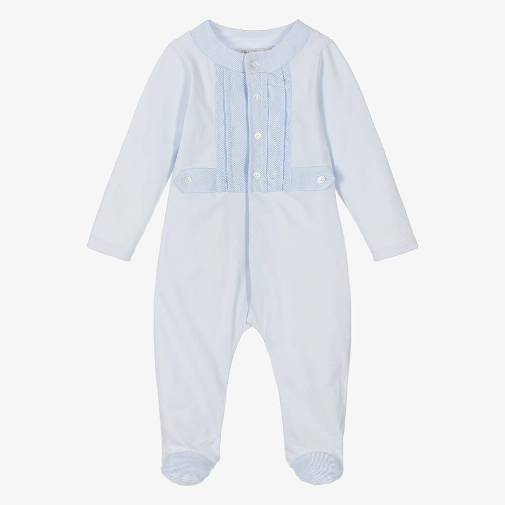 Patachou-Boys Blue Embroidered Babygrow | Childrensalon Outlet