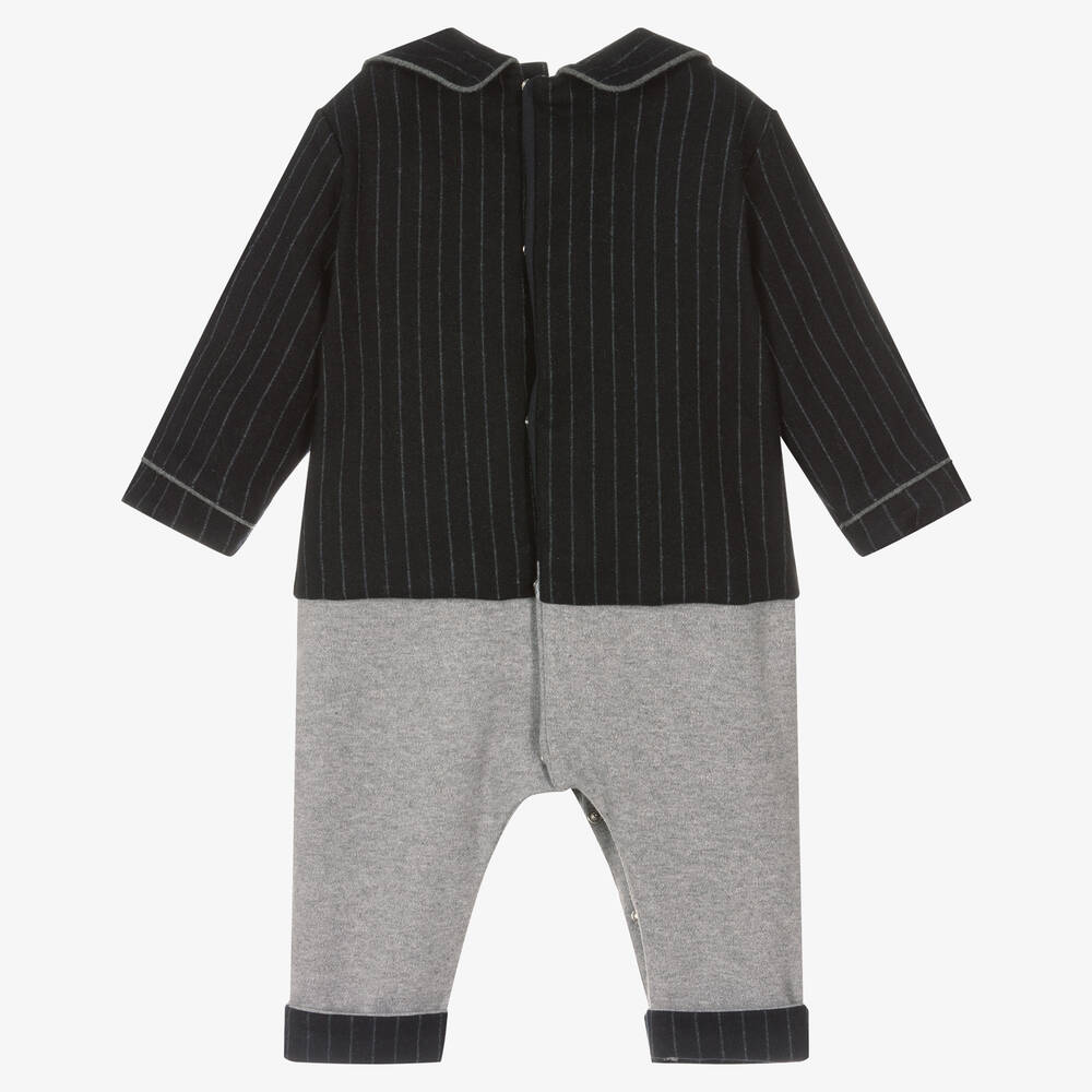 Patachou-أفرول رومبر قطن لون كحلي ورمادي للمواليد | Childrensalon Outlet