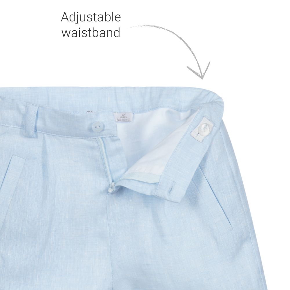 Patachou-طقم شورت 4 قطع كتان لون أزرق للأولاد | Childrensalon Outlet