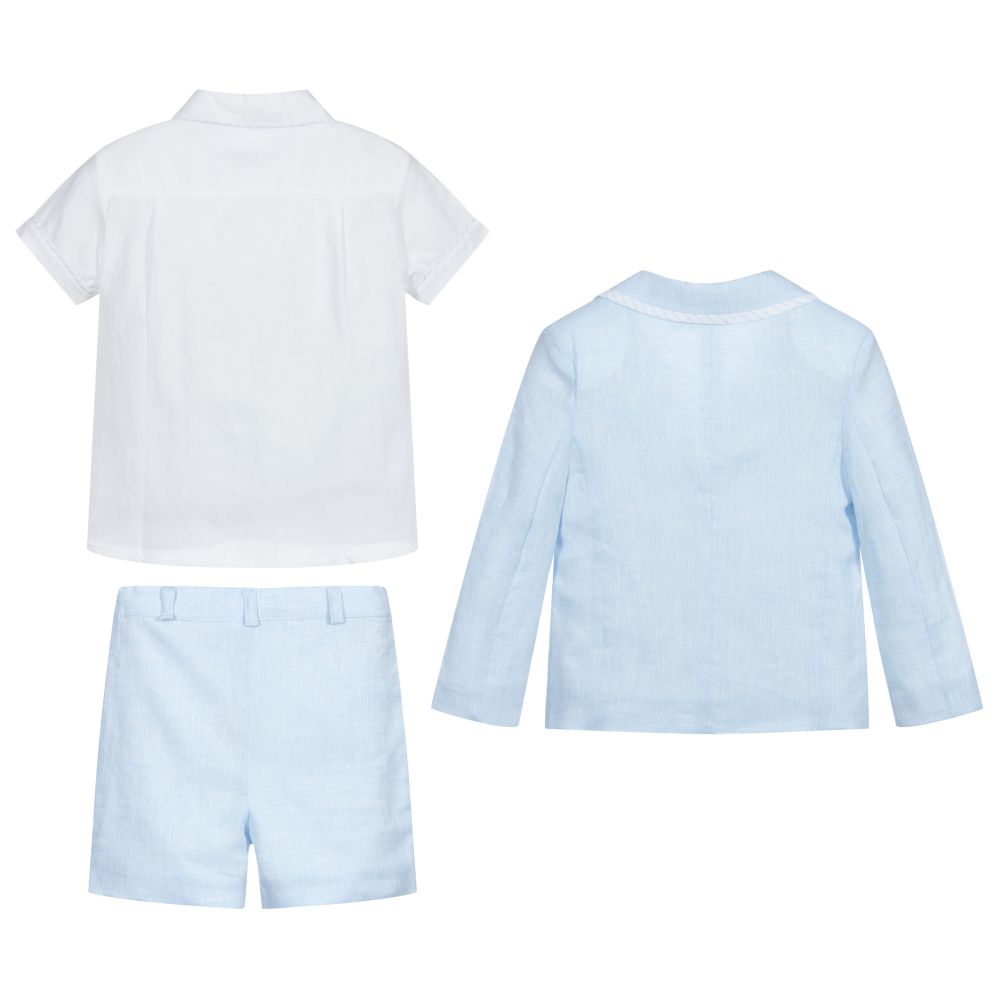 Patachou - Boys Blue Linen Shorts Set | Childrensalon Outlet