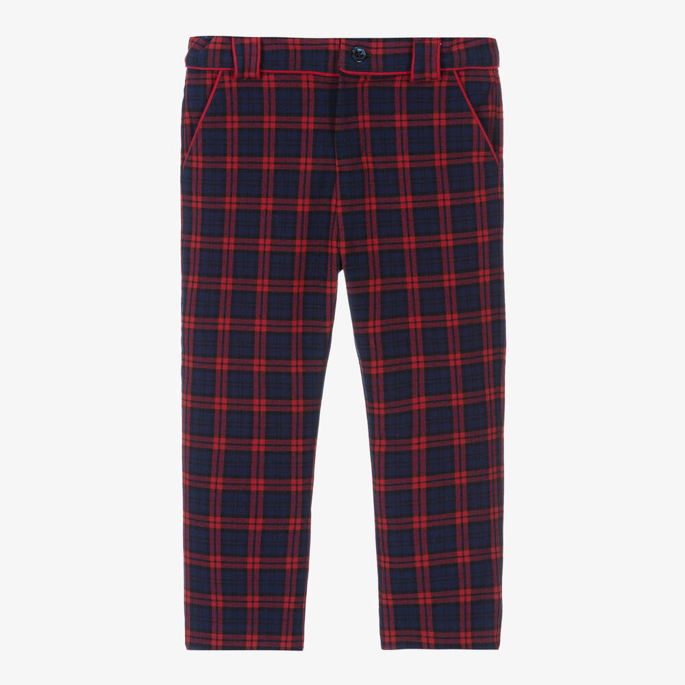 Patachou - Pantalon bleu et rouge à carreaux | Childrensalon