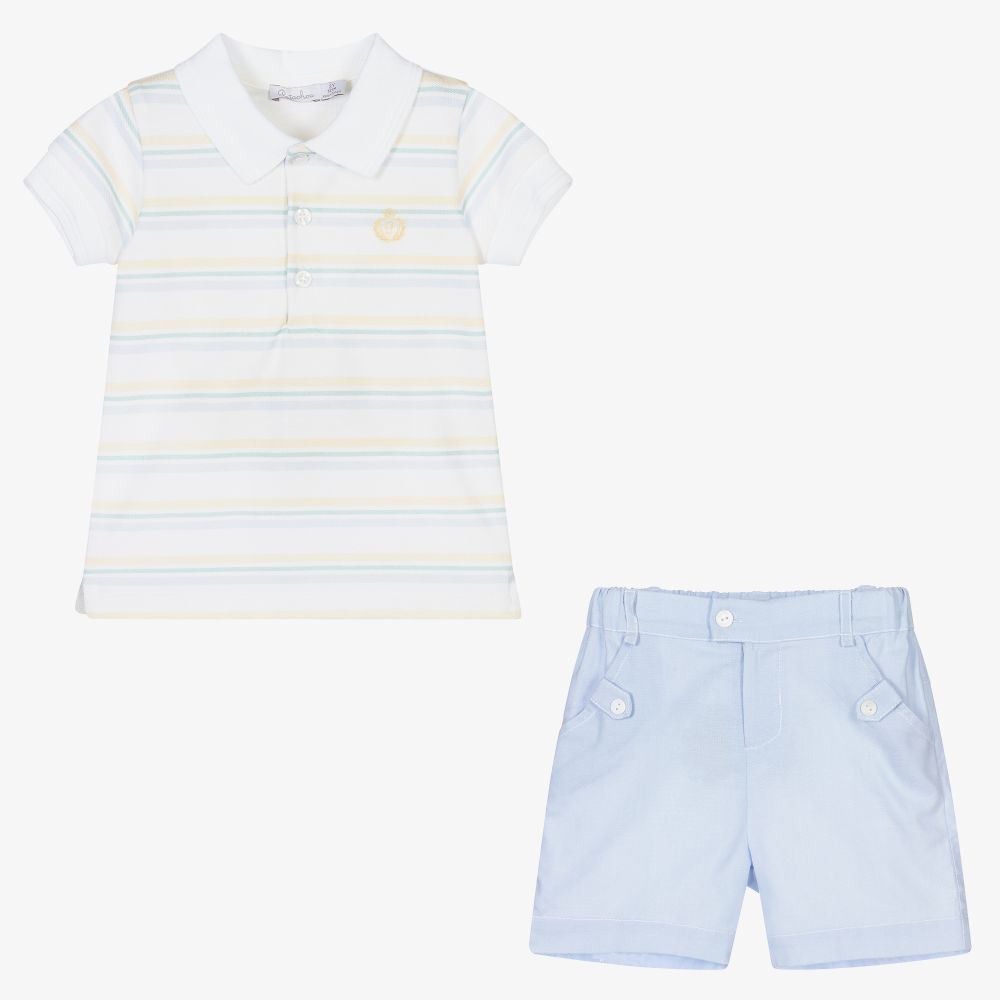 Patachou-طقم شورت قطن لون أزرق باهت للأولاد | Childrensalon Outlet
