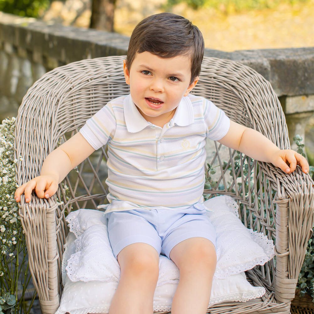 Patachou-طقم شورت قطن لون أزرق باهت للأولاد | Childrensalon Outlet