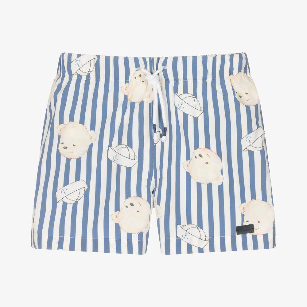 Patachou - Matrosenbär-Streifenbadeshorts blau | Childrensalon