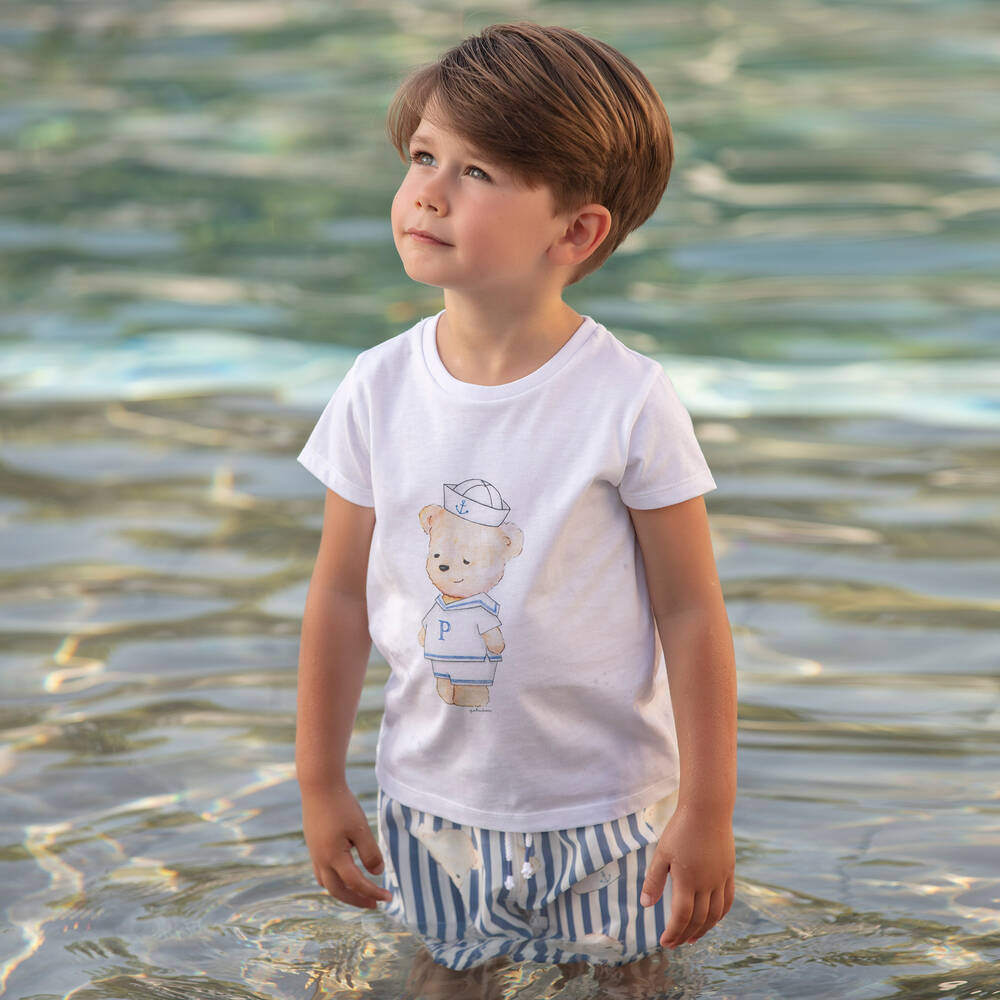 Patachou-Плавки-шорты в голубую полоску с медвежатами | Childrensalon Outlet