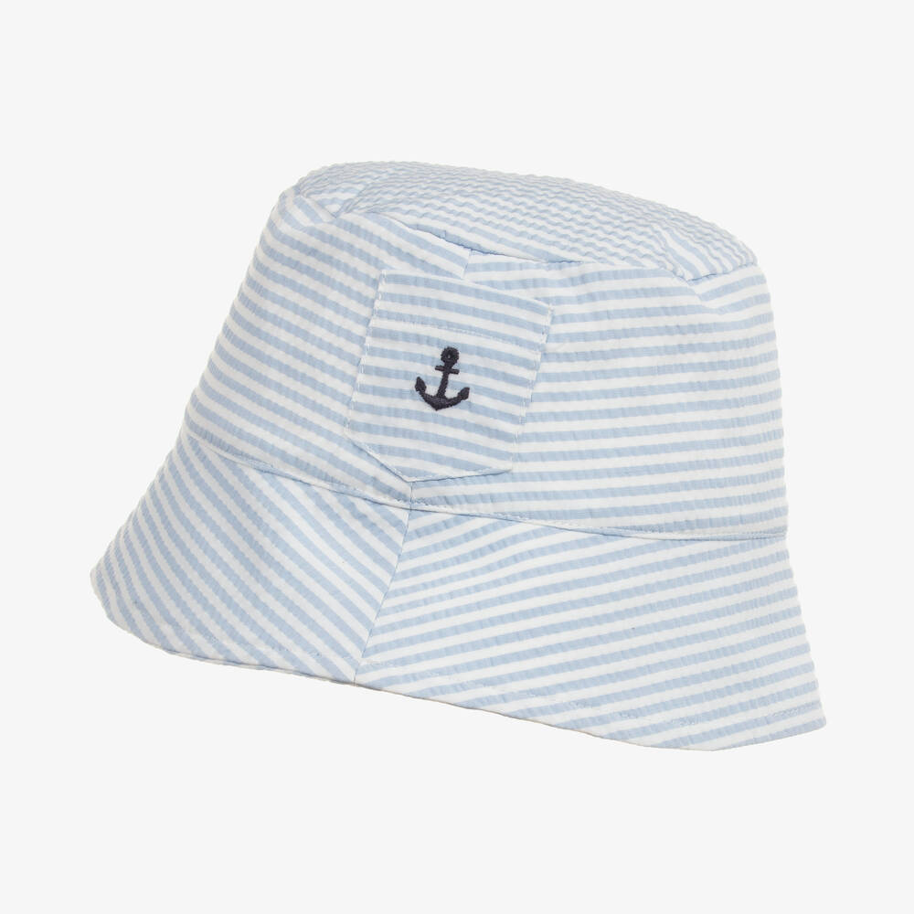 Patachou-Boys Blue Striped Anchor Hat | Childrensalon Outlet