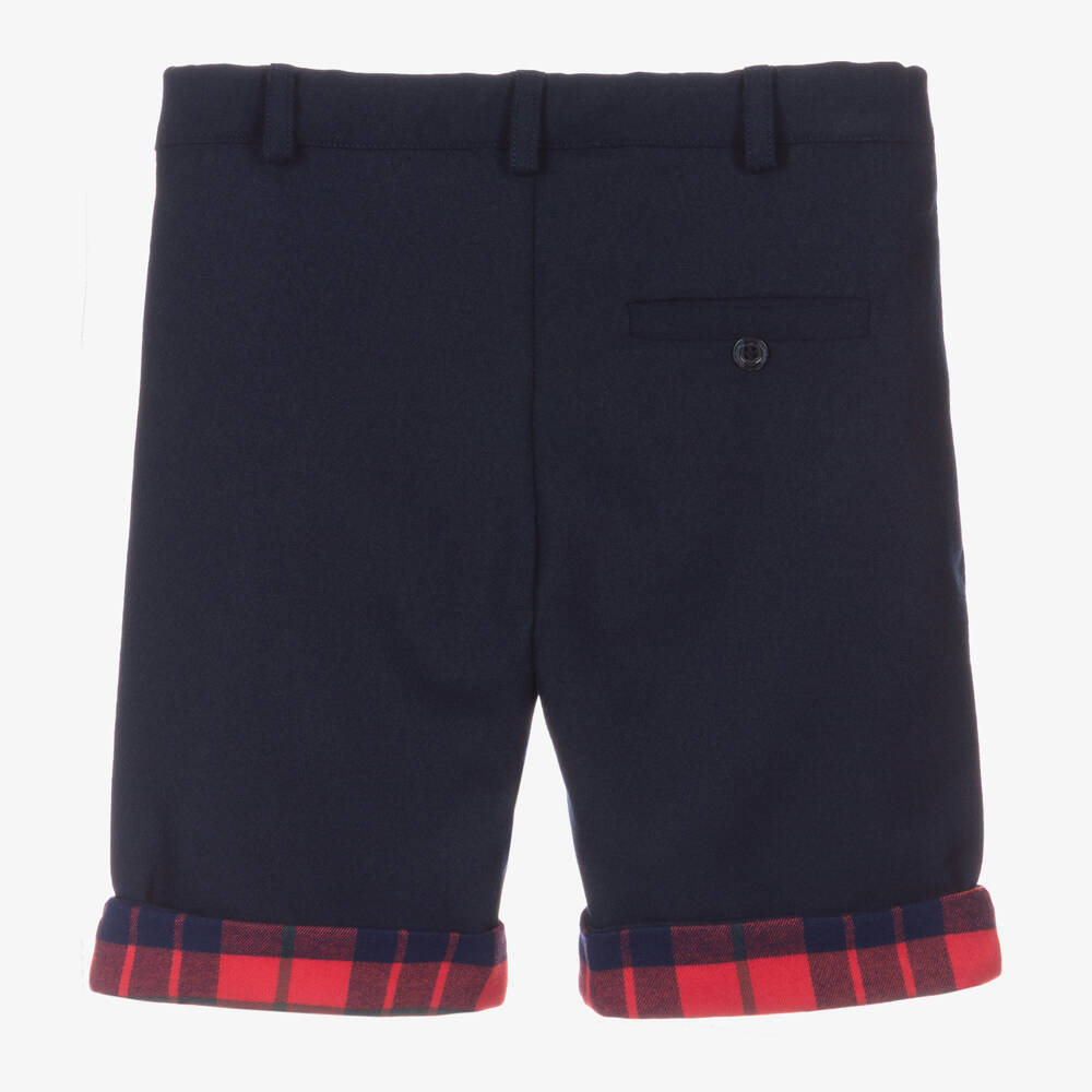 Patachou-Boys Blue Tartan Cuff Shorts | Childrensalon Outlet