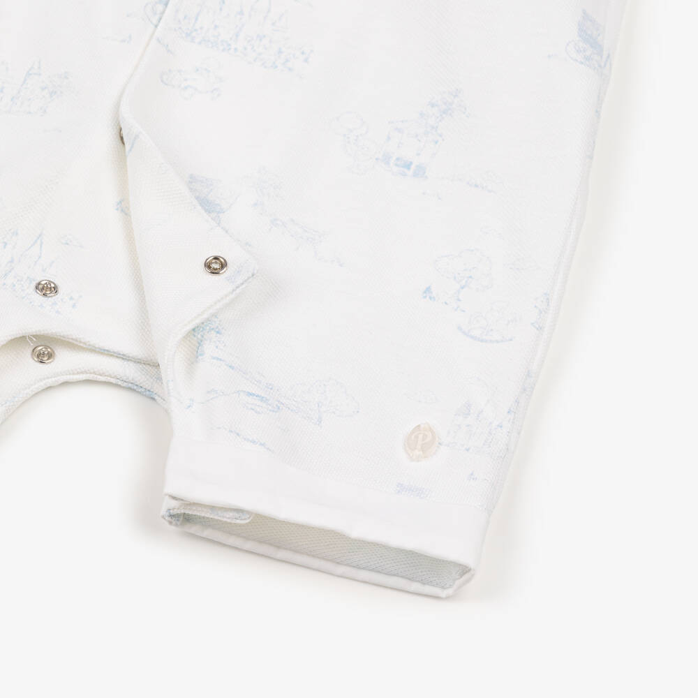 Patachou-Boys Blue Toile Cotton Romper | Childrensalon Outlet
