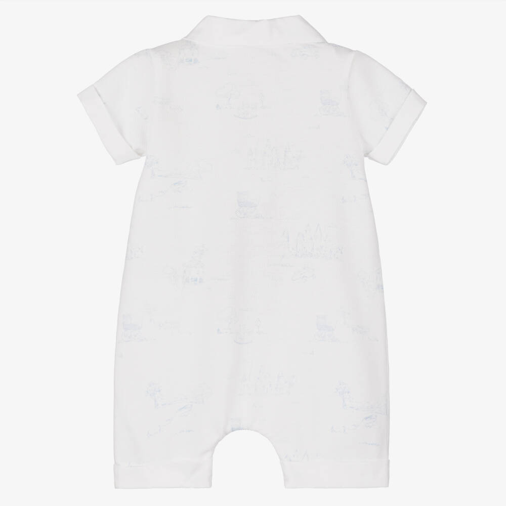 Patachou-Boys Blue Toile Cotton Romper | Childrensalon Outlet