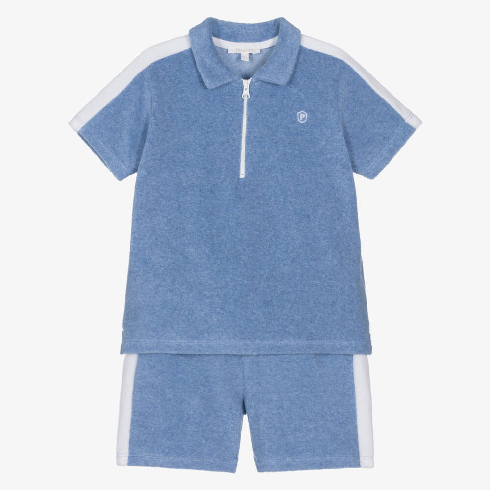 Patachou-Boys Blue Towelling Shorts Set | Childrensalon Outlet