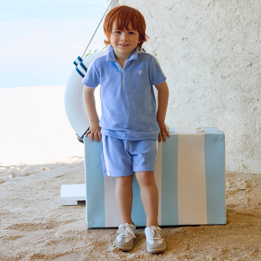 Patachou-Boys Blue Towelling Shorts Set | Childrensalon Outlet
