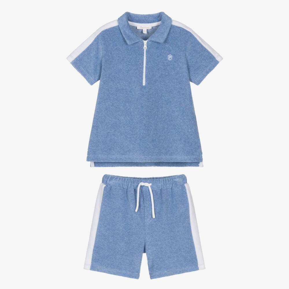 Patachou-Boys Blue Towelling Shorts Set | Childrensalon Outlet