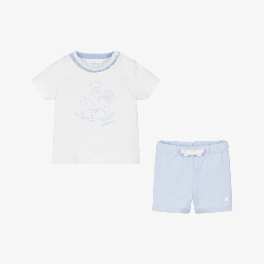 Patachou-Boys Blue & White Cotton Ensemble | Childrensalon Outlet
