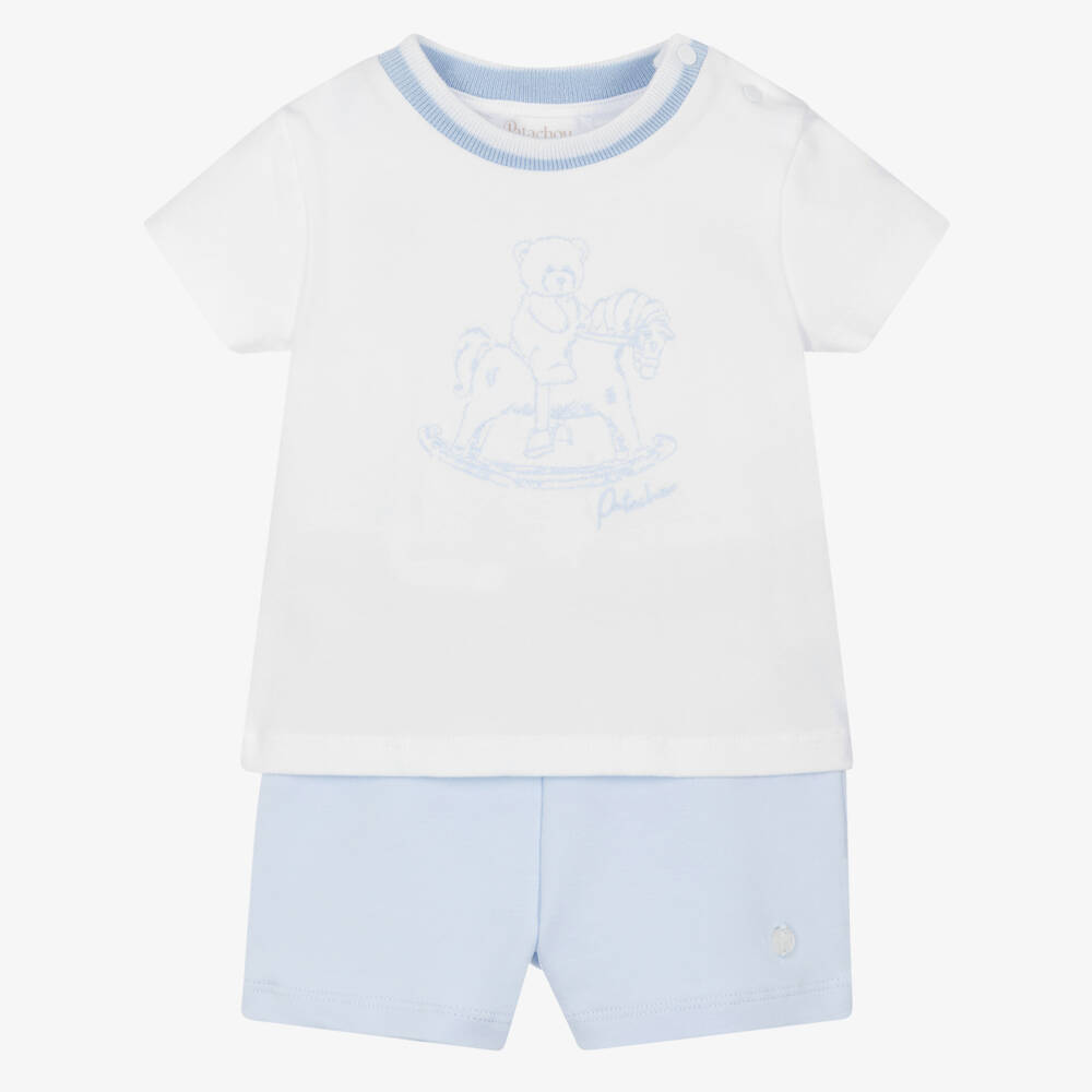 Patachou-Boys Blue & White Cotton Ensemble | Childrensalon Outlet