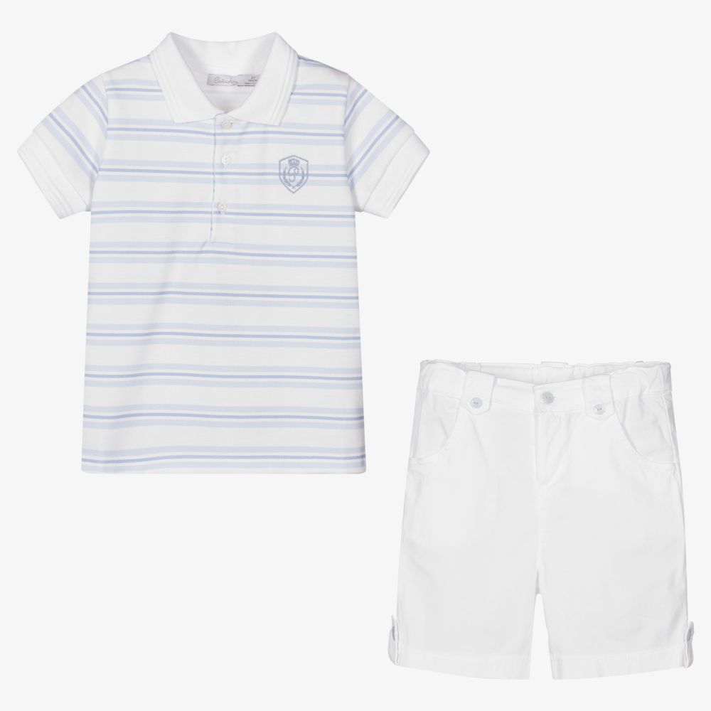 Patachou-Boys Blue & White Shorts Set | Childrensalon Outlet