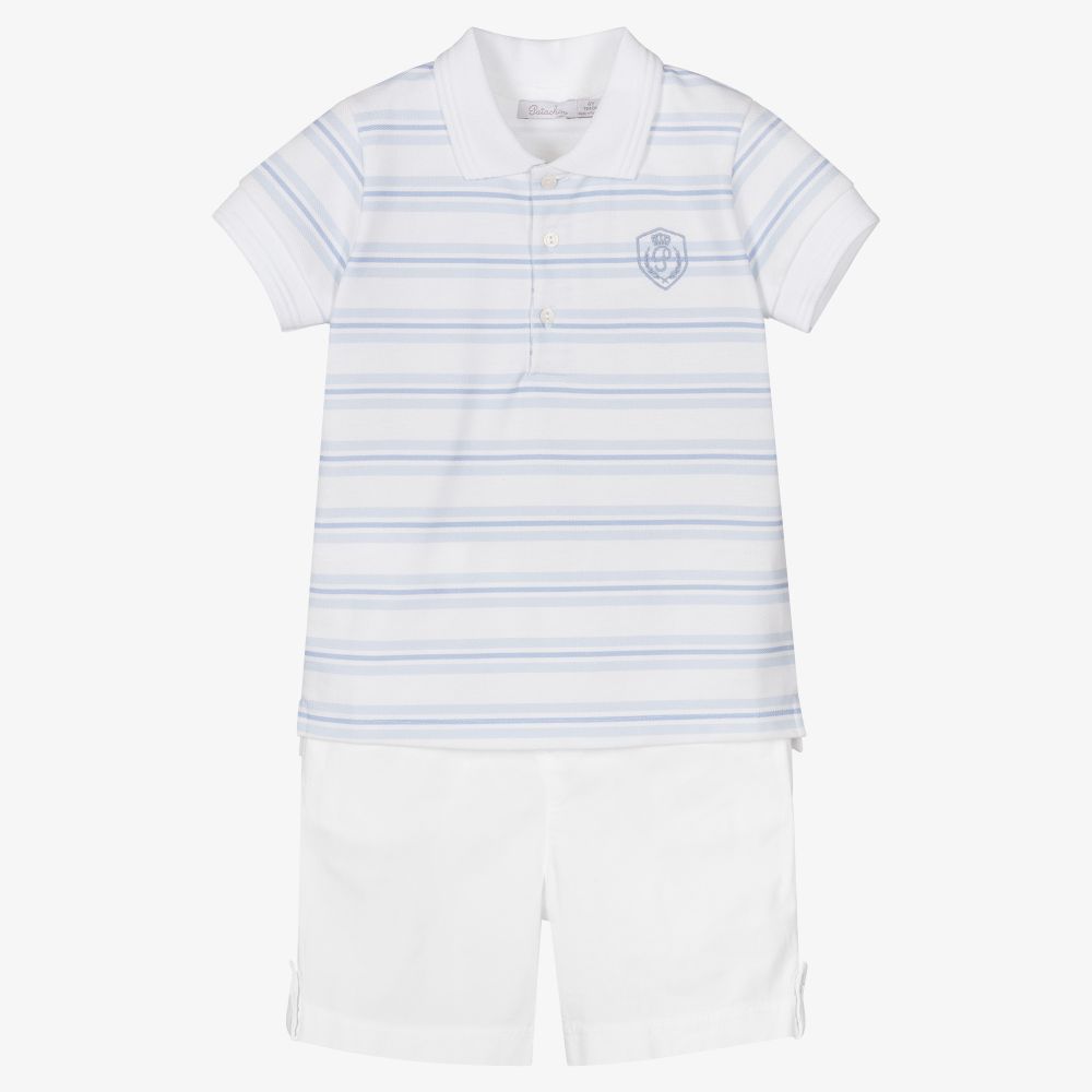Patachou - Бело-голубая футболка и шорты для мальчиков | Childrensalon