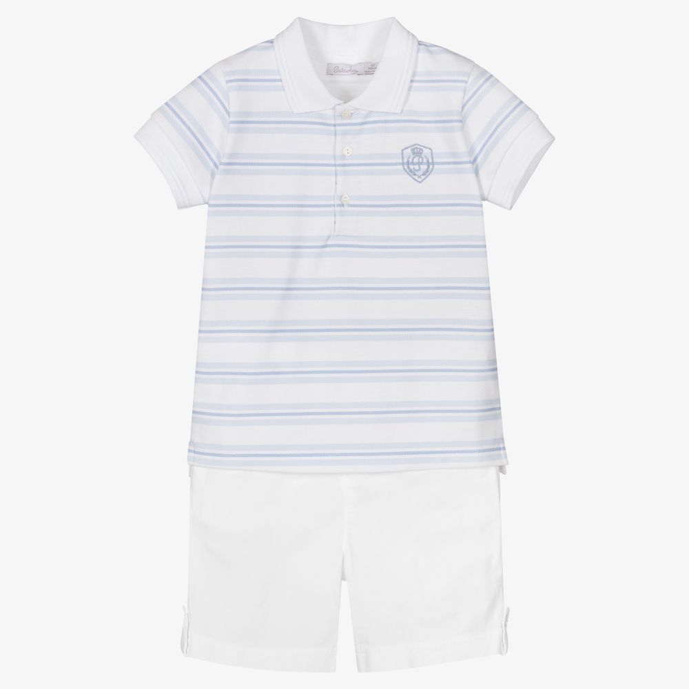 Patachou - Boys Blue & White Shorts Set | Childrensalon