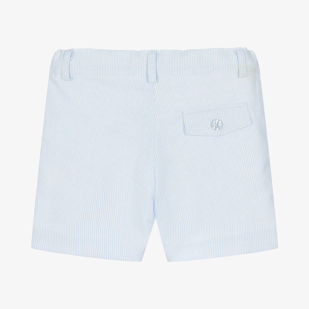 Patachou-شورت قطن مقلم لون أزرق فاتح وأبيض للأولاد | Childrensalon Outlet