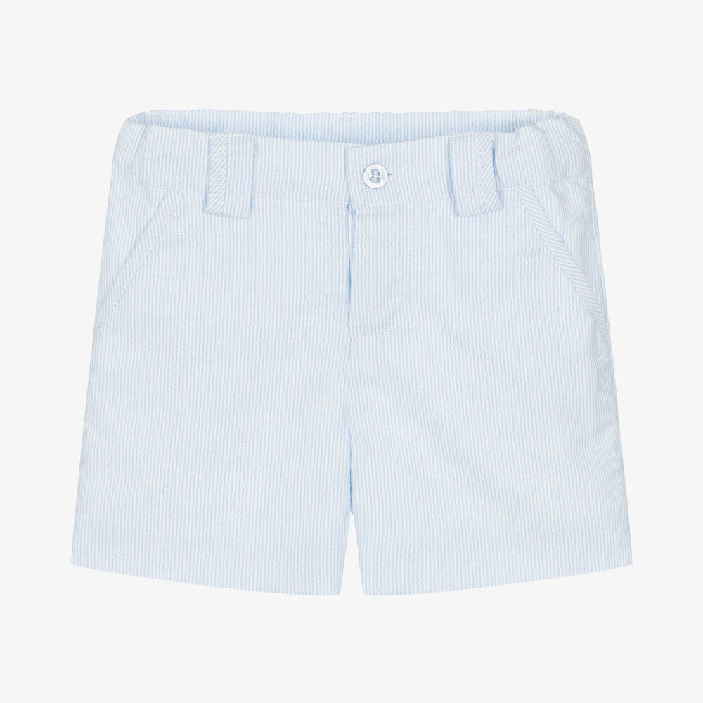 Patachou-Boys Blue & White Striped Cotton Shorts | Childrensalon Outlet