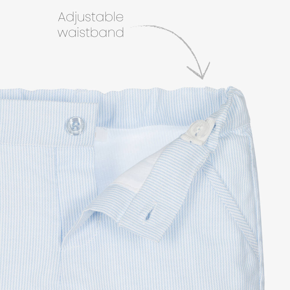 Patachou-شورت قطن مقلم لون أزرق فاتح وأبيض للأولاد | Childrensalon Outlet