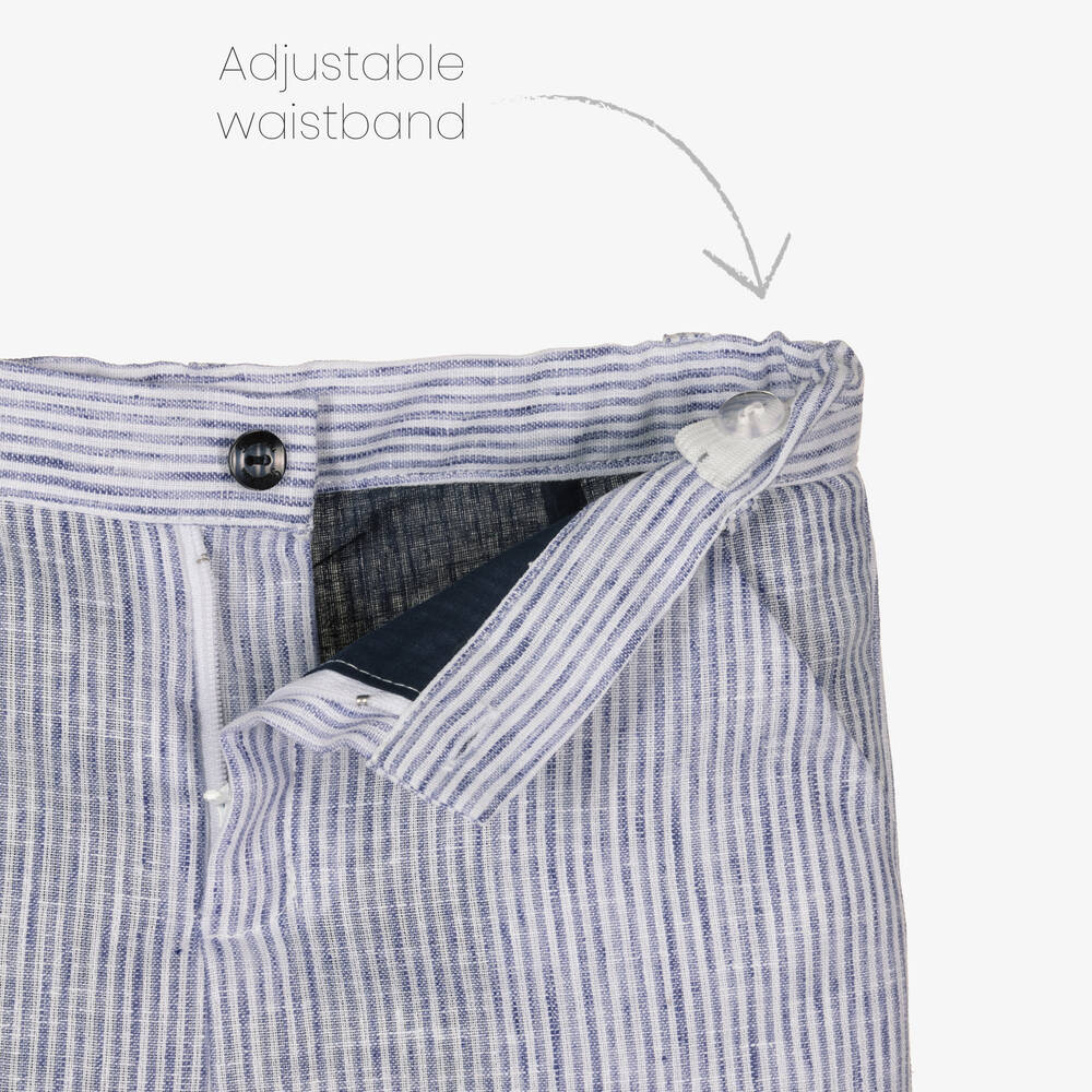 Patachou-Белая рубашка и шорты в синюю полоску из льна | Childrensalon Outlet