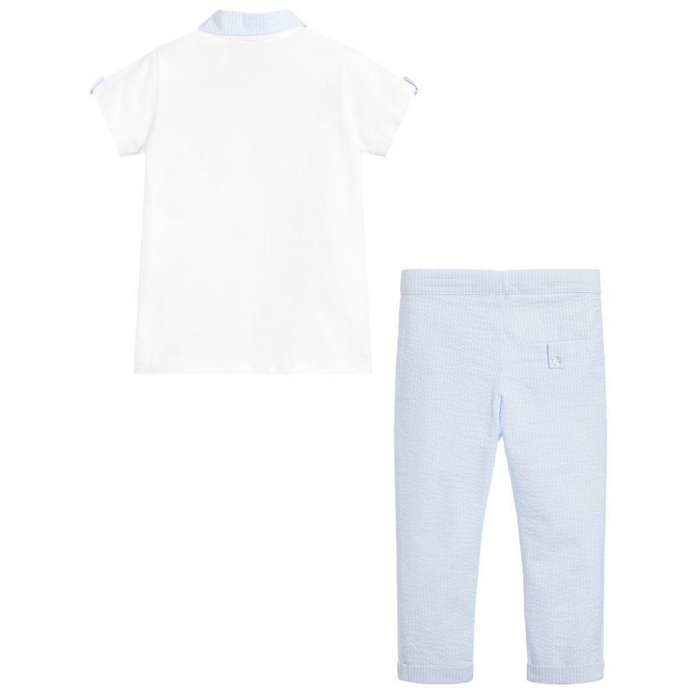 Patachou-Boys Blue & White Trousers Set | Childrensalon Outlet