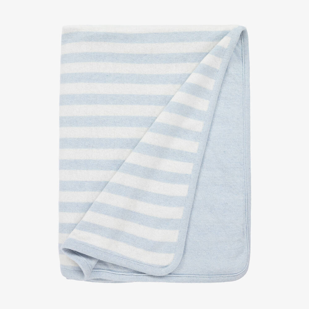 Patachou-Boys Blue & White Wool Blanket (93cm) | Childrensalon Outlet