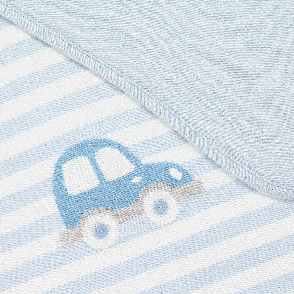 Patachou-Boys Blue & White Wool Blanket (93cm) | Childrensalon Outlet