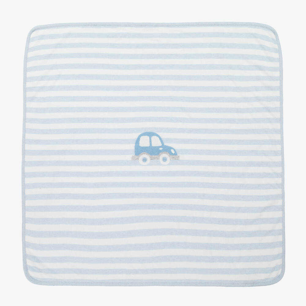 Patachou - Бело-голубое шерстяное одеяло (93см) | Childrensalon