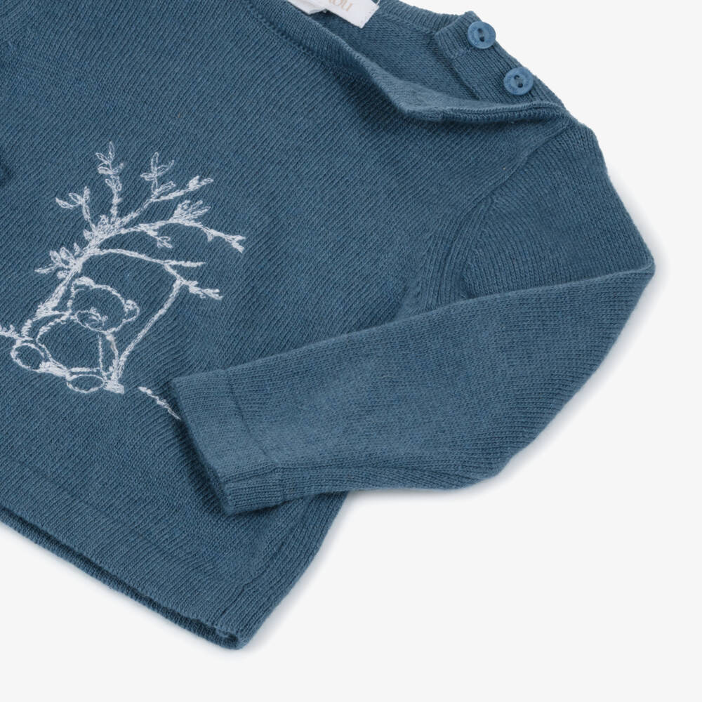 Patachou-Свитер из шерсти с медведем для мальчиков синий | Childrensalon Outlet