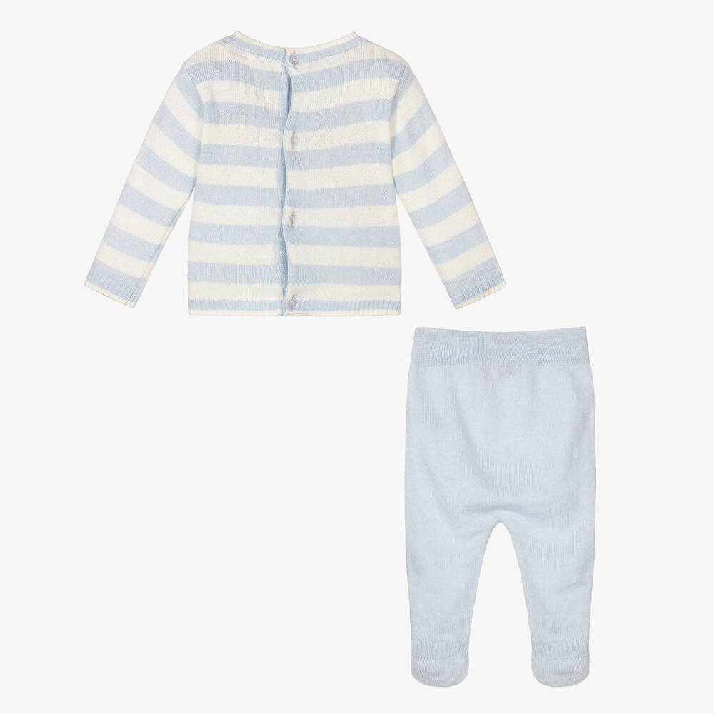 Patachou-أفرول بيبي غرو مزيج صوف محبوك لون أزرق - قطعتين | Childrensalon Outlet