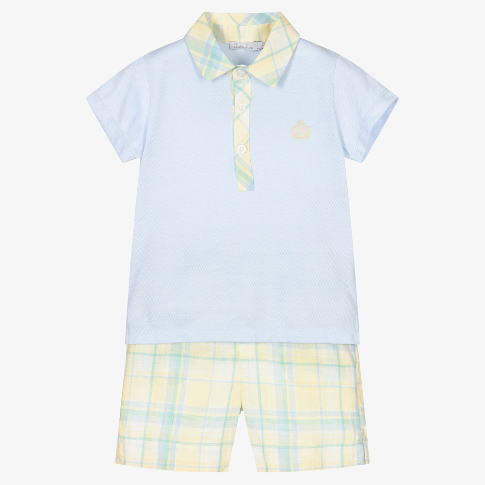 Patachou - Boys Blue & Yellow Shorts Set | Childrensalon