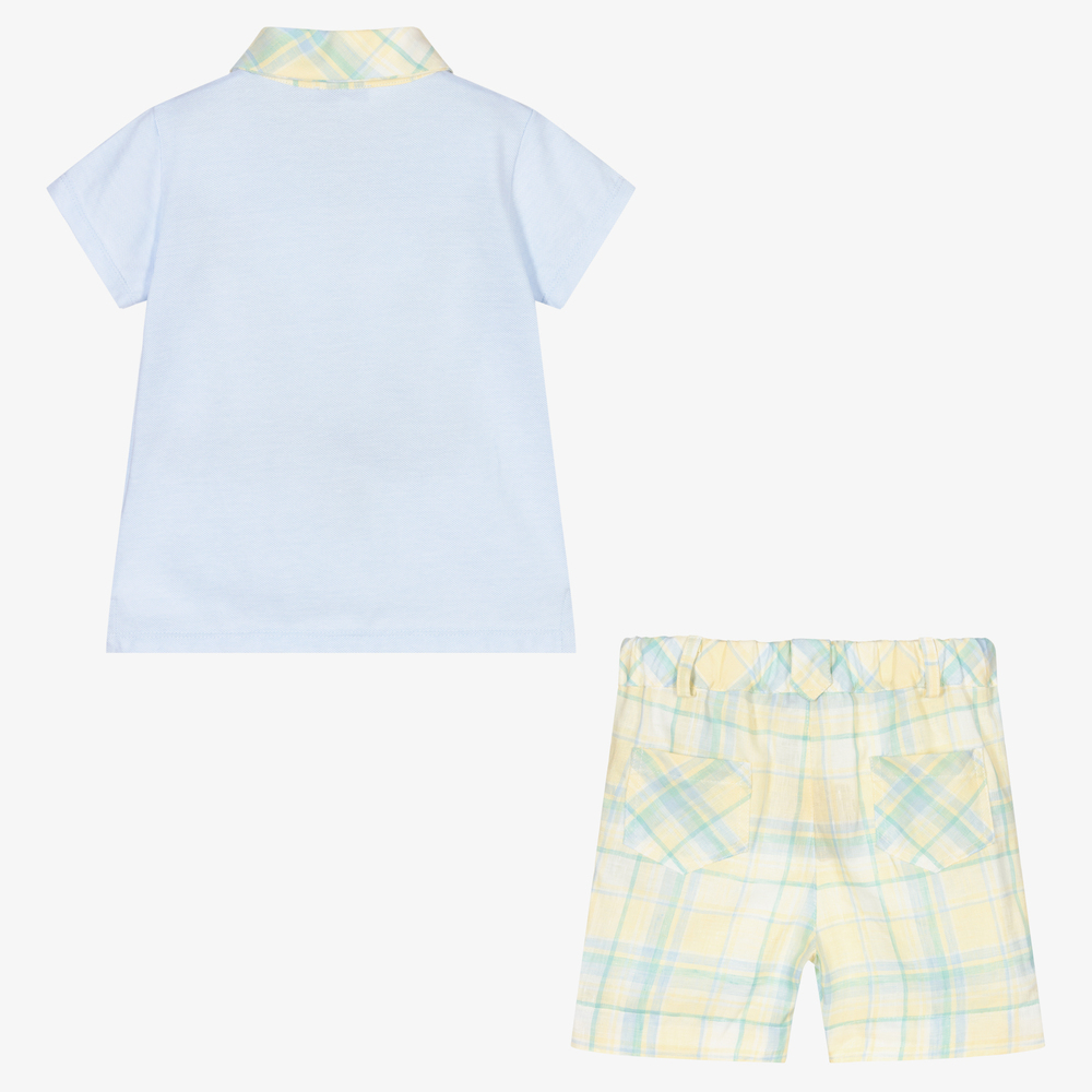 Patachou-Boys Blue & Yellow Shorts Set | Childrensalon Outlet