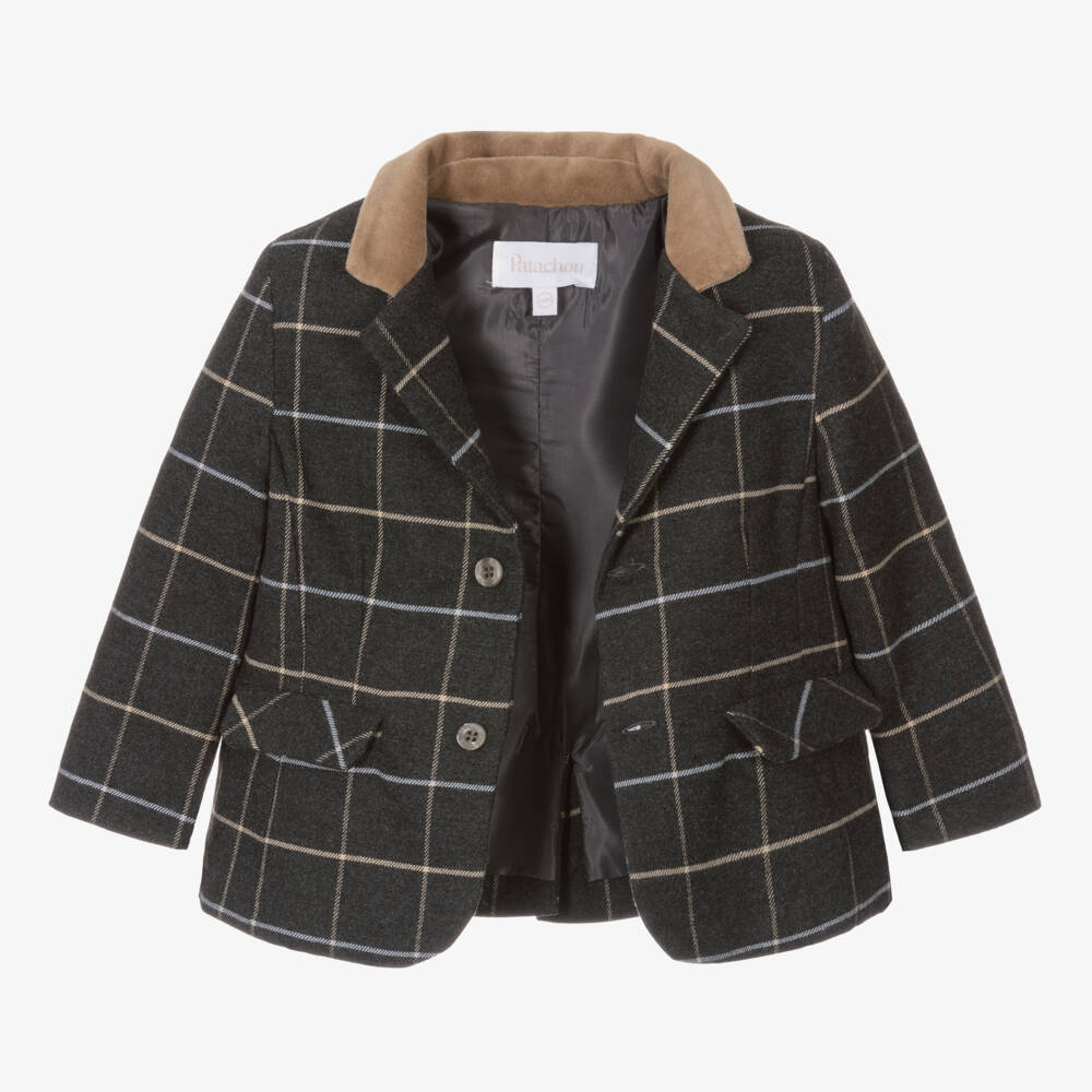 Patachou-Boys Charcoal Checked Jacket | Childrensalon Outlet