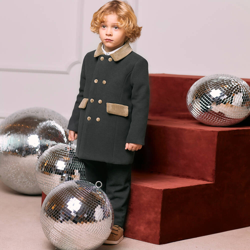 Patachou- معطف أولاد لون رمادي فحمي | Childrensalon Outlet