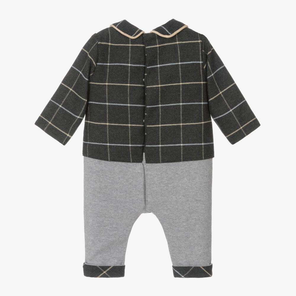Patachou-Boys Checked Grey Suit Babygrow | Childrensalon Outlet