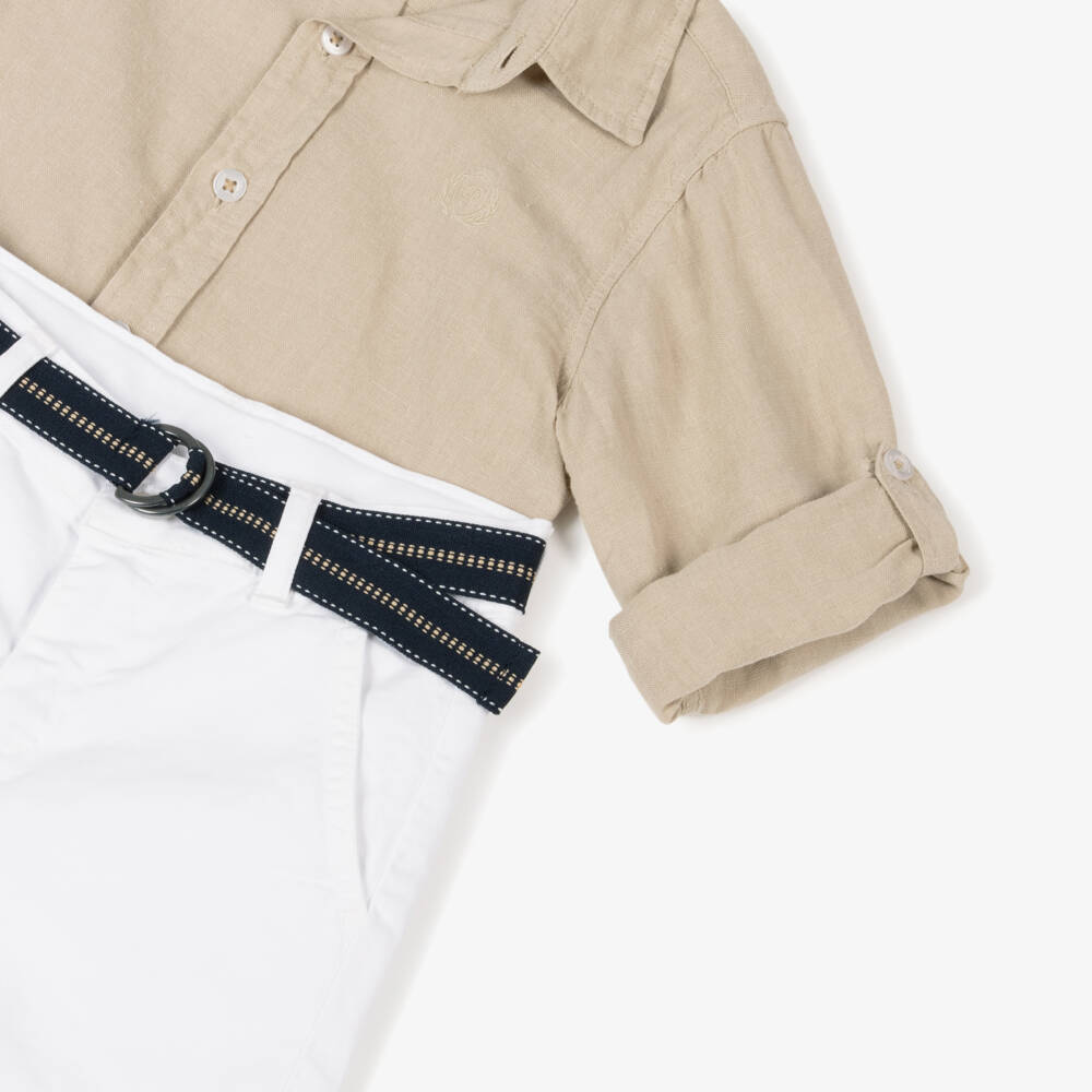 Patachou-Классический бежевый и белый комплект для мальчиков | Childrensalon Outlet