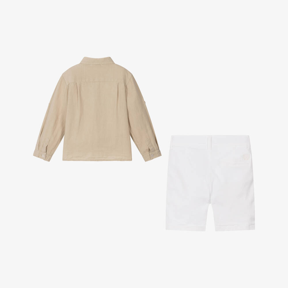 Patachou-Классический бежевый и белый комплект для мальчиков | Childrensalon Outlet