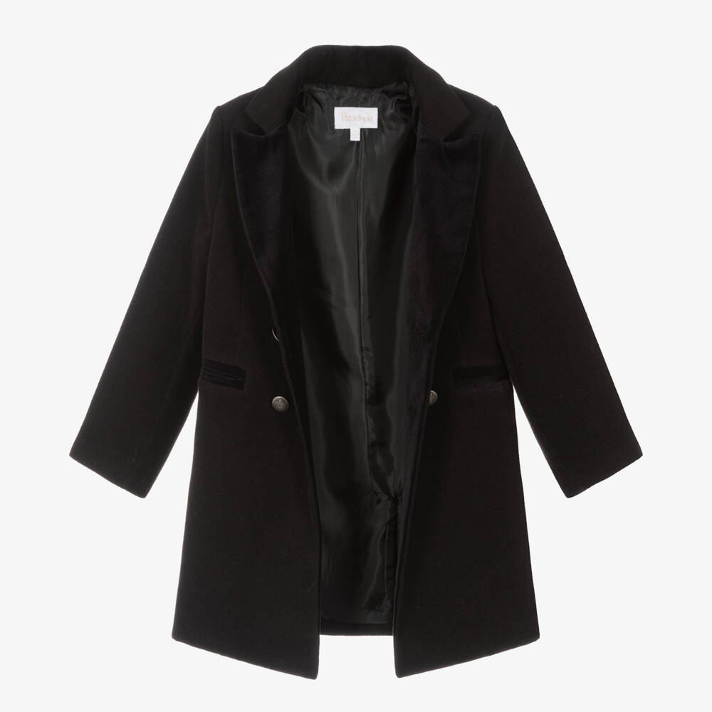 Patachou-Boys Classic Black Long Coat | Childrensalon Outlet