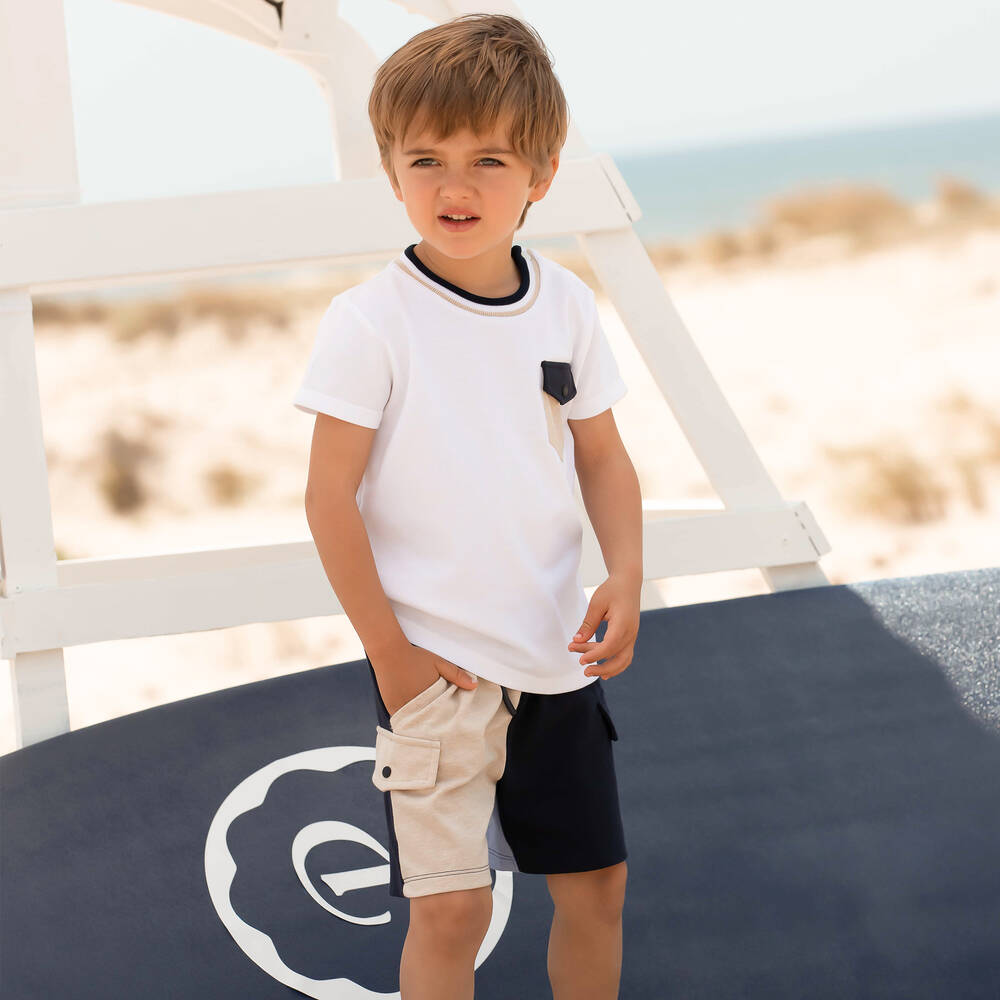 Patachou - Boys Colourblock Cotton Shorts Set