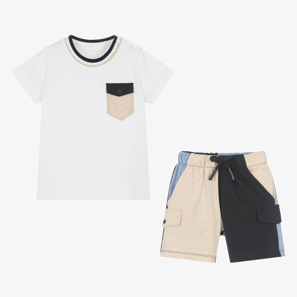 Patachou-طقم شورت قطن بيكيه بألوان بلوك للأولاد | Childrensalon Outlet