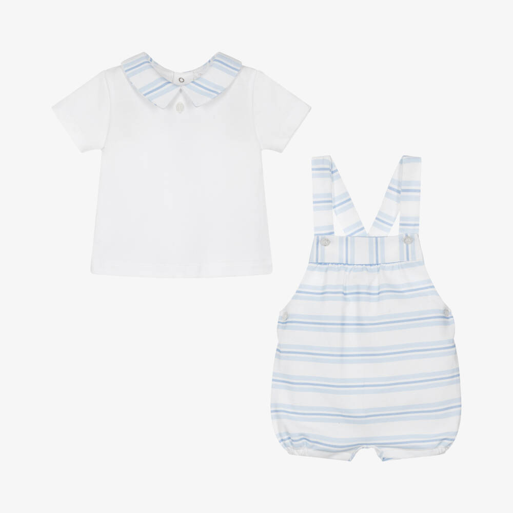 Patachou-Хлопковые синие полосатые комбинезоны для мальчиков | Childrensalon Outlet