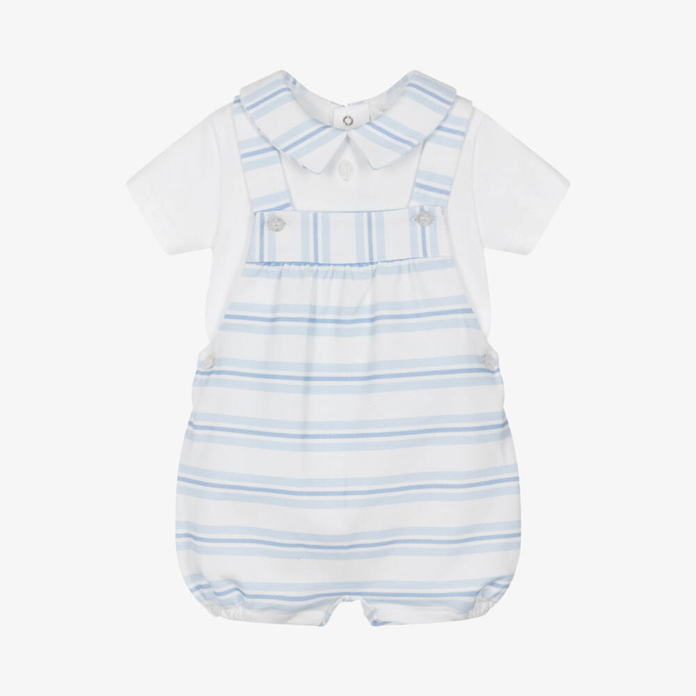 Patachou-Boys Cotton Blue Striped Dungarees | Childrensalon Outlet