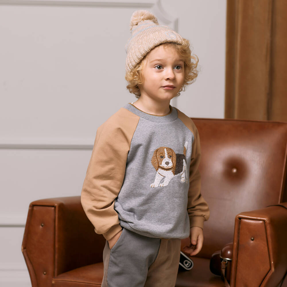 Patachou-Boys Cotton Canine Sweatshirt | Childrensalon Outlet