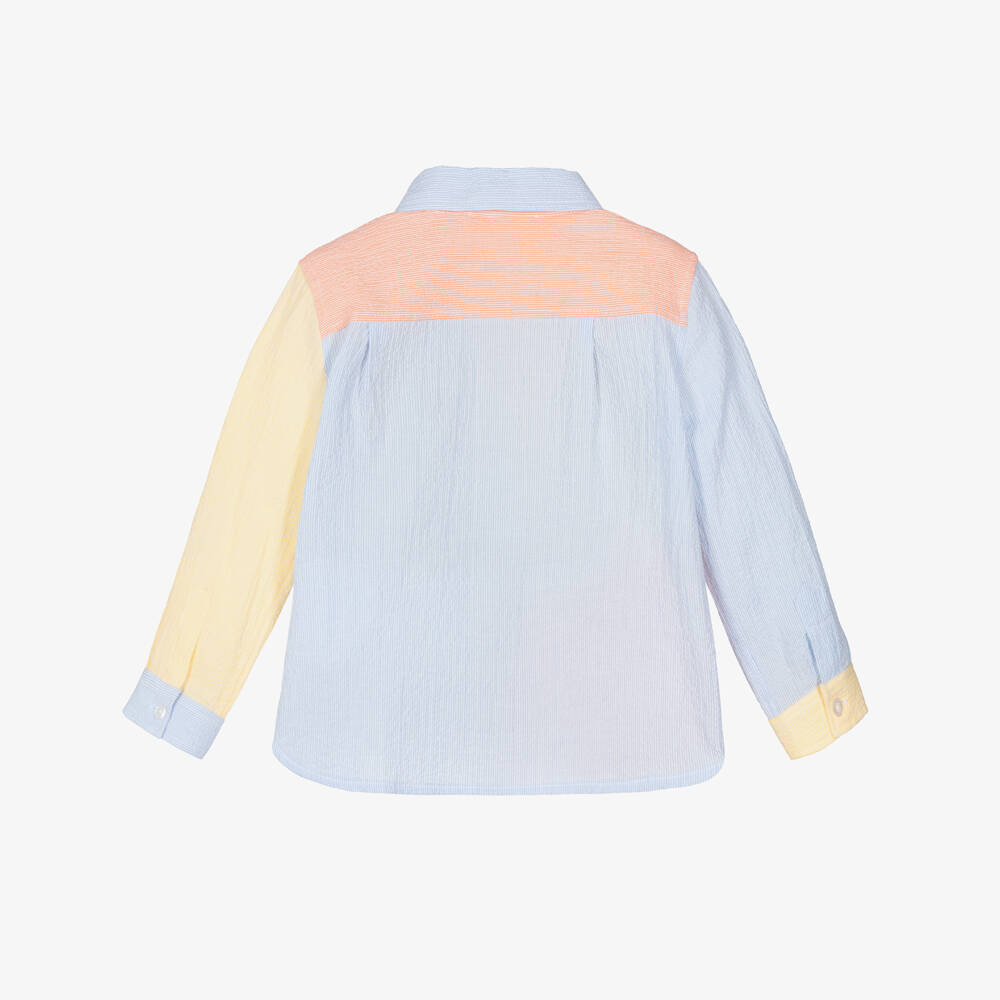 Patachou-Boys Cotton Seersucker Multitone Shirt | Childrensalon Outlet