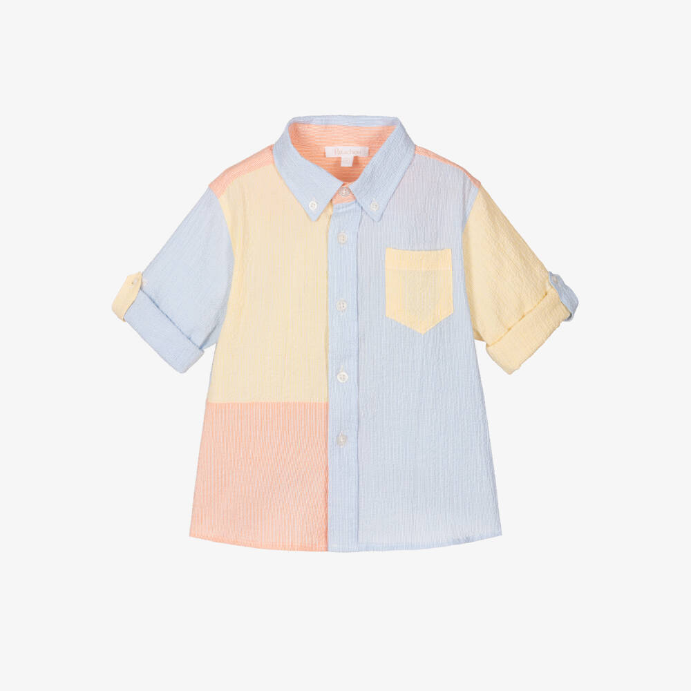 Patachou-Boys Cotton Seersucker Multitone Shirt | Childrensalon Outlet