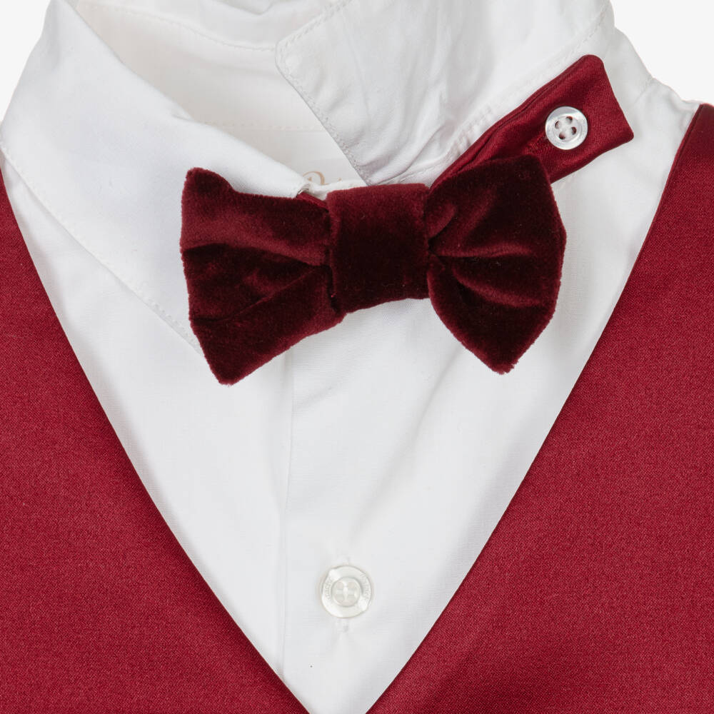 Patachou-Boys Cotton Shirt with Satin Vest | Childrensalon Outlet