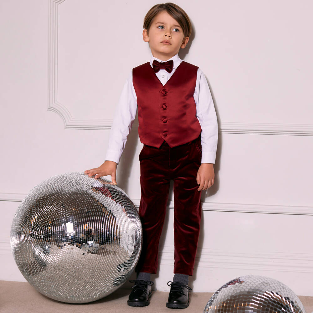 Patachou-Boys Cotton Shirt with Satin Vest | Childrensalon Outlet