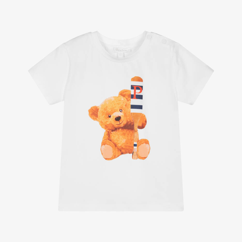 Patachou-Boys Cotton Tee with Teddy Design | Childrensalon Outlet